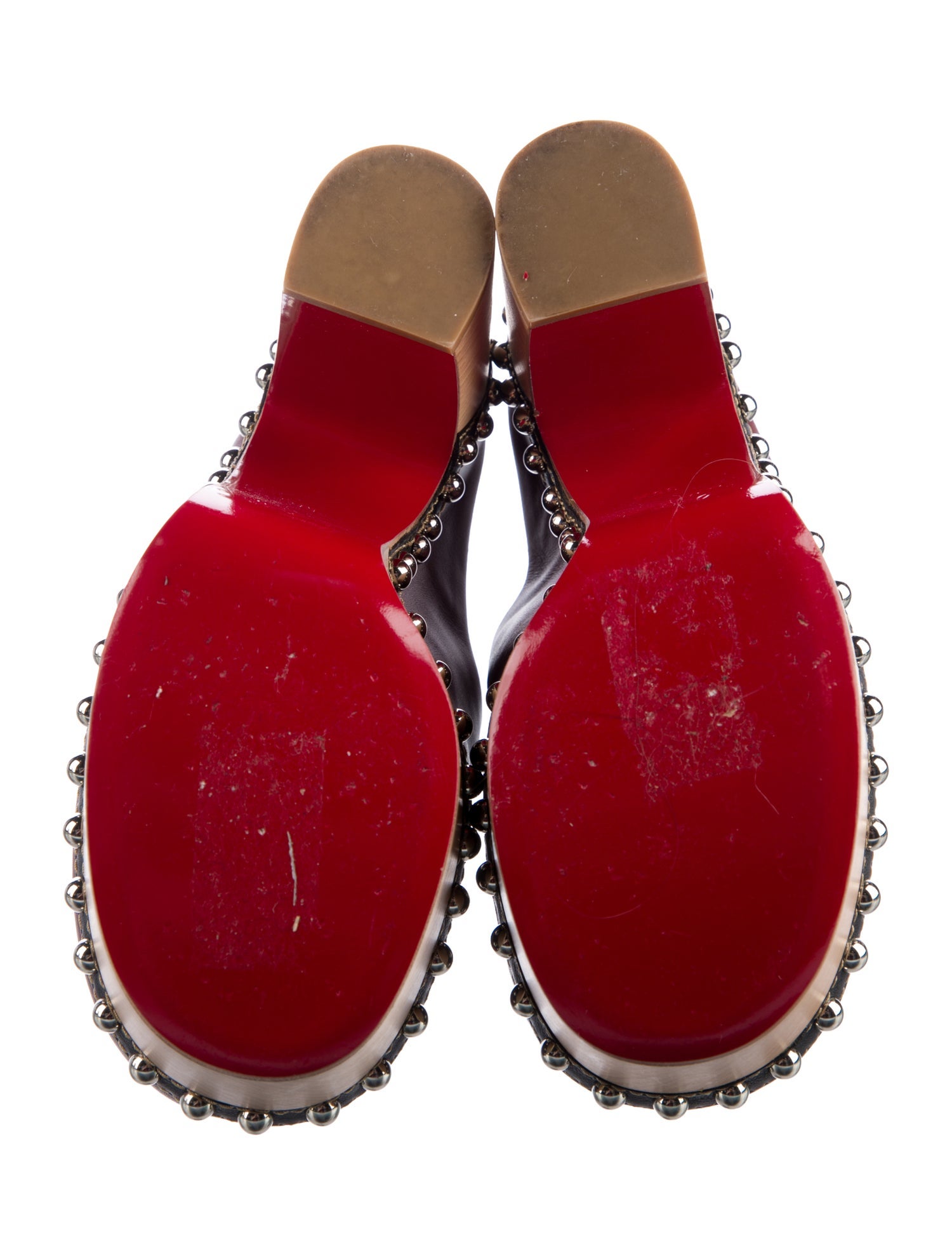 Christian Louboutin Leather Fur Trim Mules